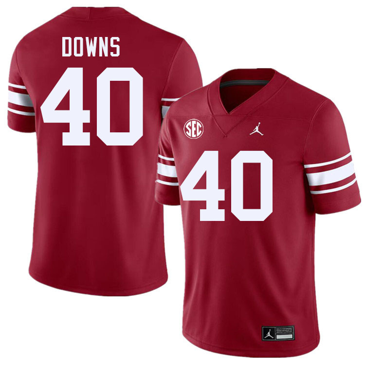 Men #40 Ethan Downs Oklahoma Sooners 2024 SEC Conference College Football Jerseys-Throwback